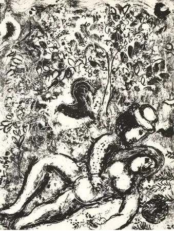 石版画 Chagall - Le couple à l'arbre
