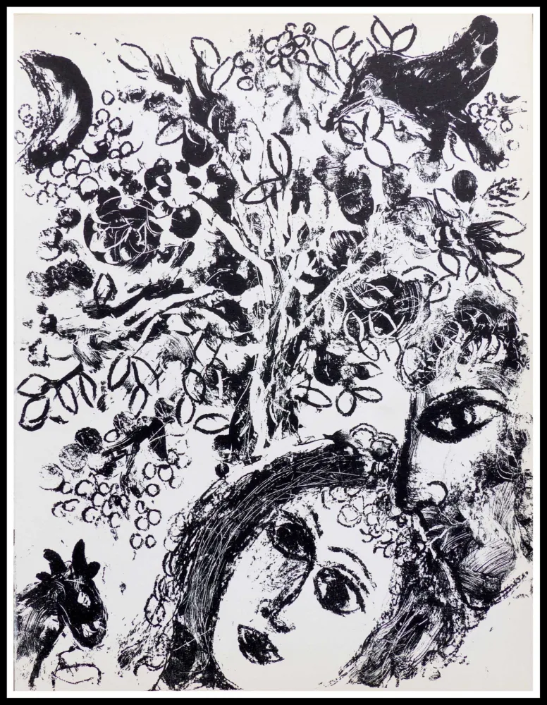 石版画 Chagall - LE COUPLE DEVANT L'ARBRE