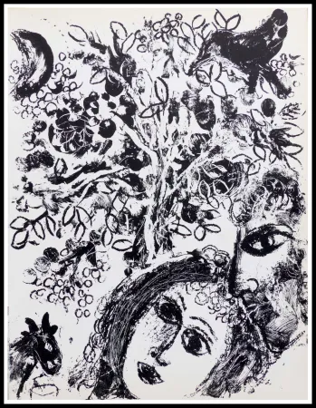 石版画 Chagall - LE COUPLE DEVANT L'ARBRE