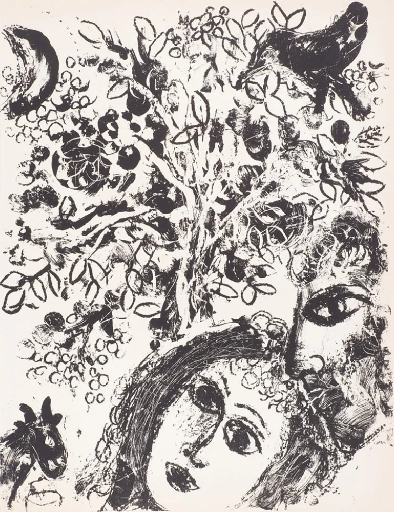 石版画 Chagall - Le Couple Devant L’Arbre