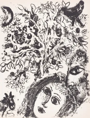 石版画 Chagall - Le Couple Devant L’Arbre