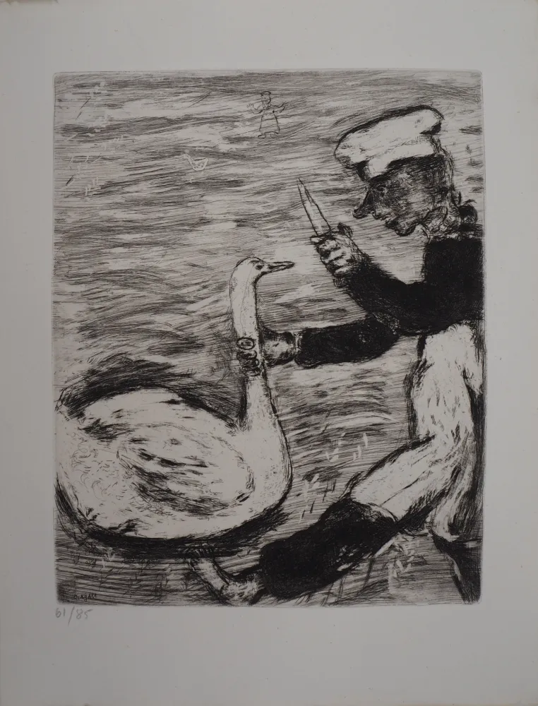版画 Chagall - Le cygne et le cuisinier