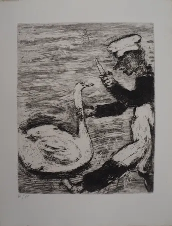 版画 Chagall - Le cygne et le cuisinier