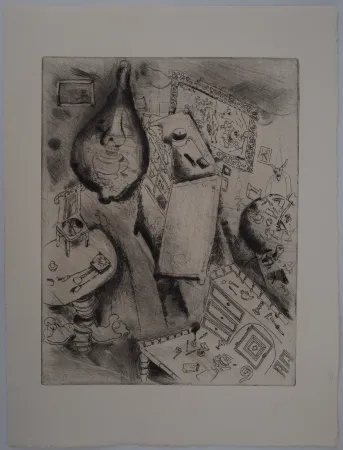 版画 Chagall - Le désordre (La chambre de Pliouchkine)