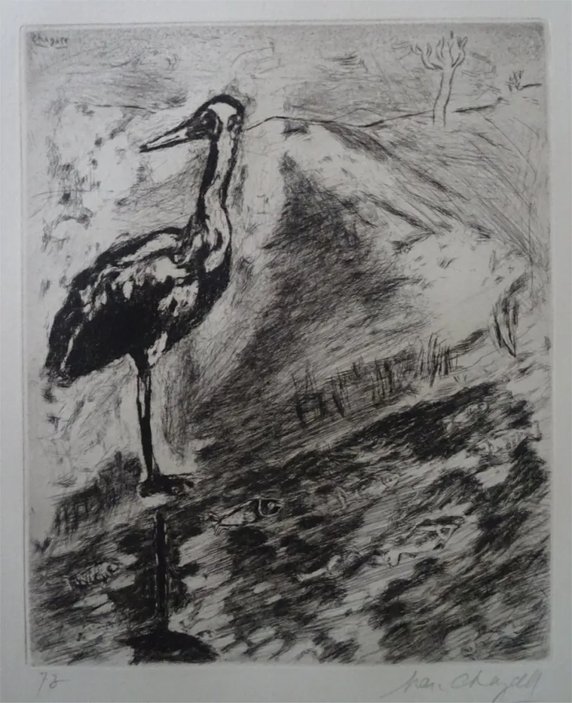 蚀刻版画 Chagall - Le Heron