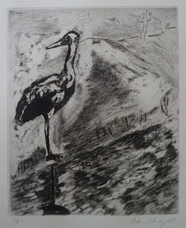 蚀刻版画 Chagall - Le Heron