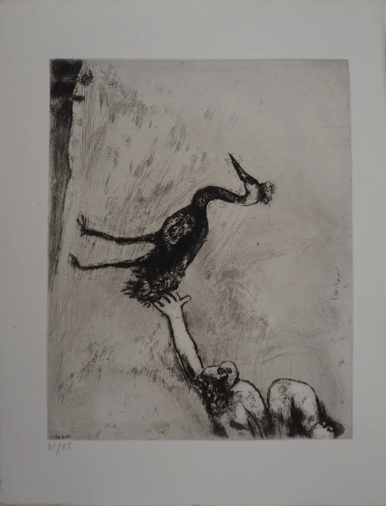 版画 Chagall - Le héron (Les grenouilles qui demandent un roi)