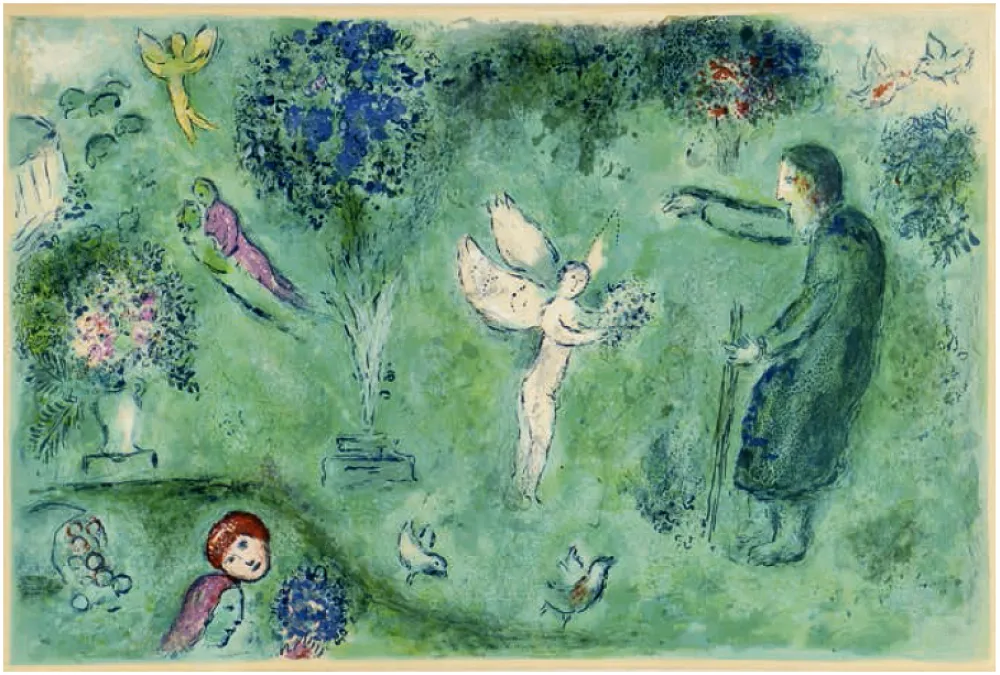 石版画 Chagall - LE JARDIN DE PHILÉTAS (Daphnis & Chloé: de la suite à grandes marges) 1961