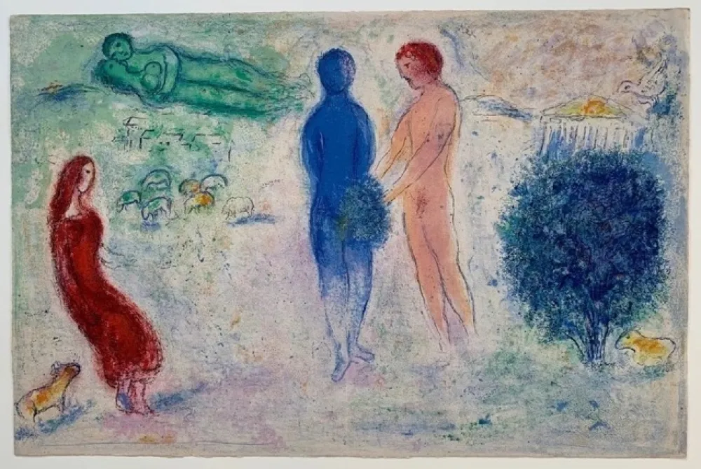 石版画 Chagall - Le jugement de Chloé