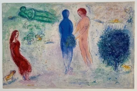 石版画 Chagall - Le jugement de Chloé