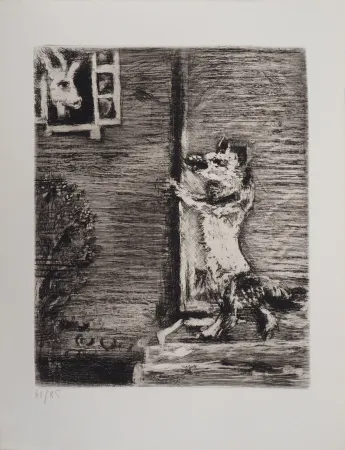 版画 Chagall - Le Loup, la Chèvre et le Chevreau