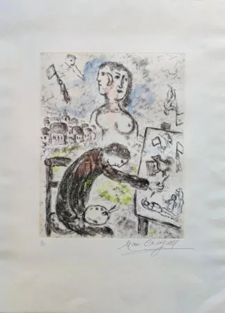 蚀刻飞尘法 Chagall - Le Peintre, from Songes (cf. C. books 112)
