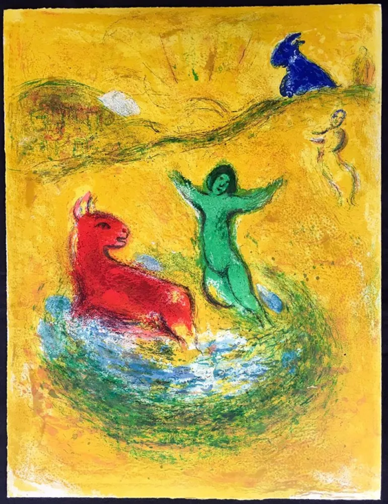 石版画 Chagall - LE PIÈGE À LOUP (de la Suite Daphnis & Chloé - 1961)