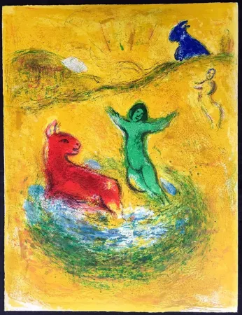 石版画 Chagall - LE PIÈGE À LOUP (de la Suite Daphnis & Chloé - 1961)