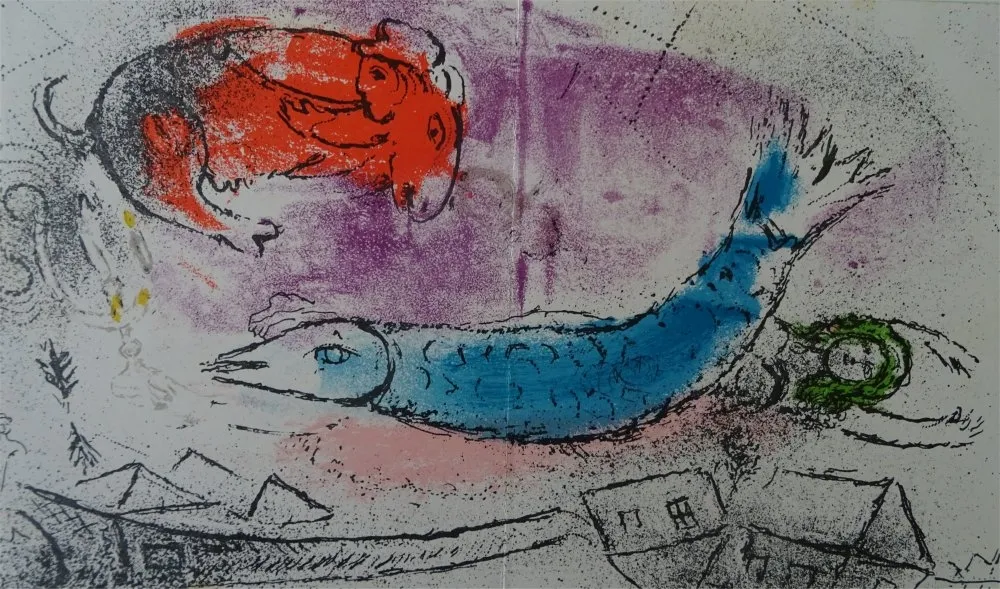石版画 Chagall - Le Poisson bleu