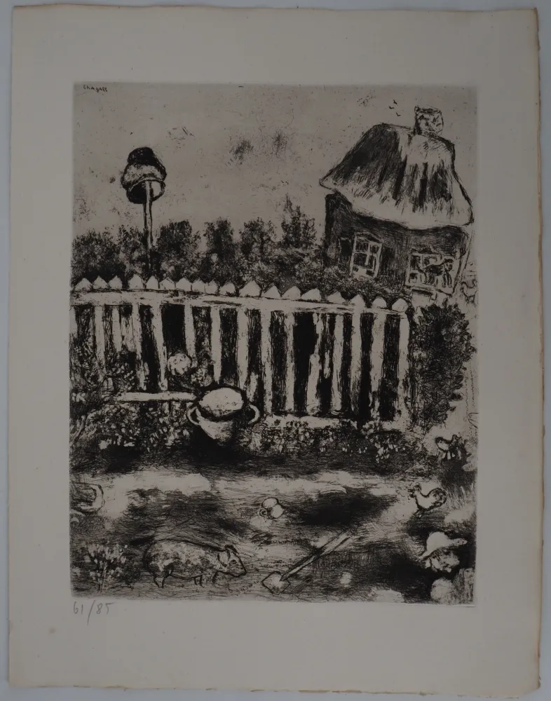 版画 Chagall - Le Pot de terre et le Pot de fer