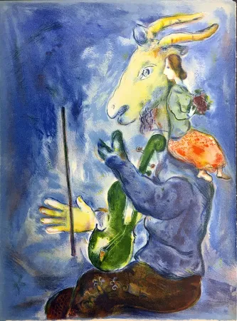 石版画 Chagall - LE PRINTEMPS (Lithographie couleur de 1938).