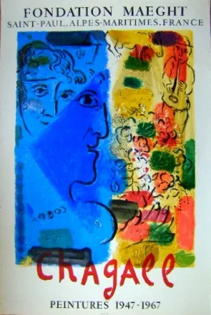 石版画 Chagall - Le Profil Bleu