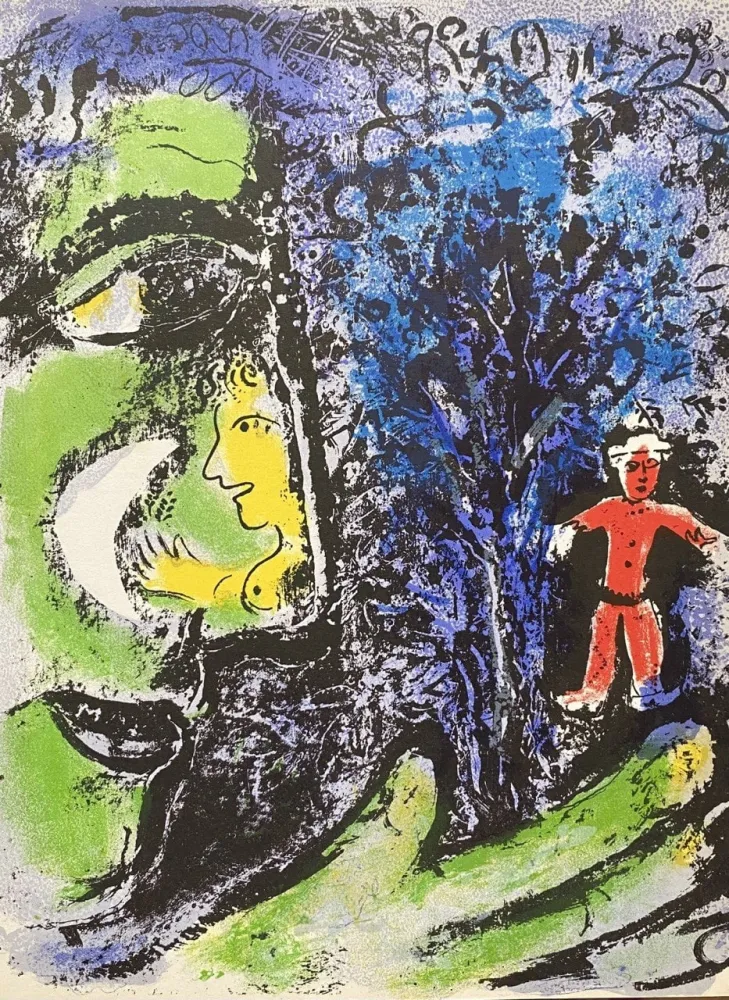 石版画 Chagall - Le Profil et l’Enfant Rouge
