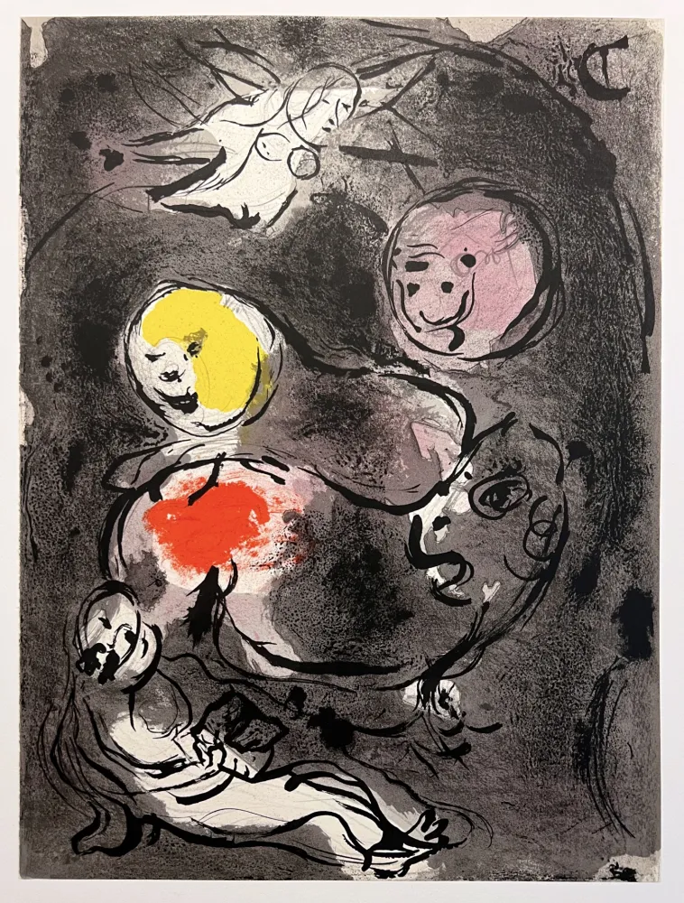 石版画 Chagall - LE PROPHÈTE DANIEL AVEC LES LIONS. Lithographie originale pour 