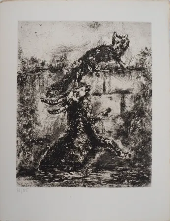 版画 Chagall - Le renard et le bouc