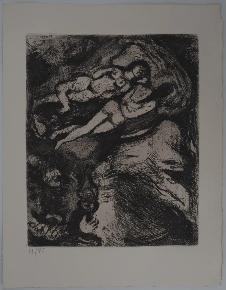 版画 Chagall - Le repos (La vieille et les deux servantes)