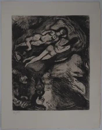 版画 Chagall - Le repos (La vieille et les deux servantes)