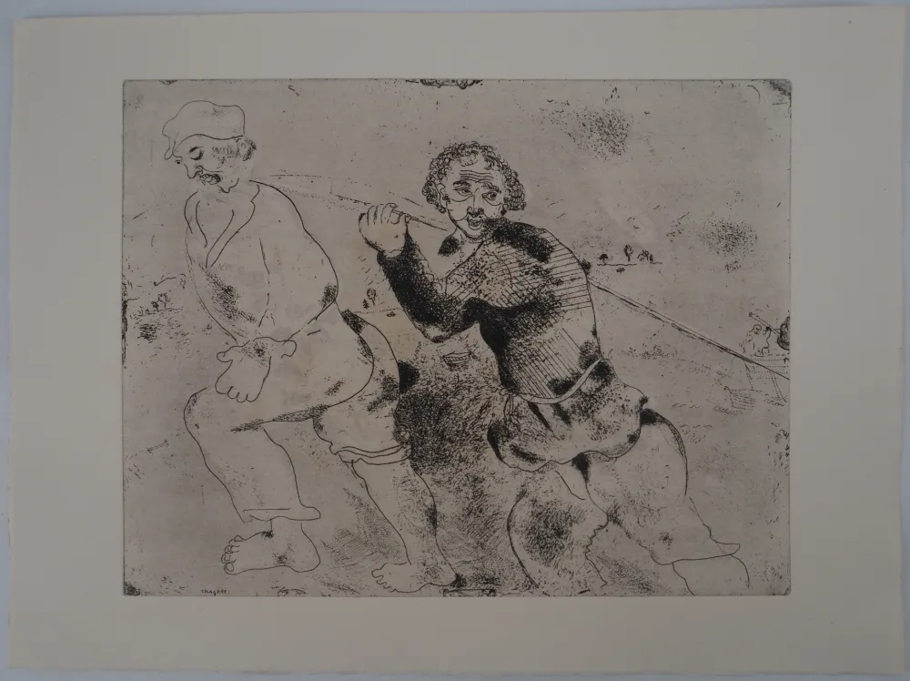 版画 Chagall - Le retour de pêche (Les haleurs)