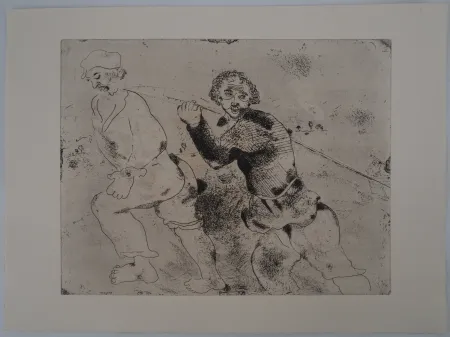 版画 Chagall - Le retour de pêche (Les haleurs)