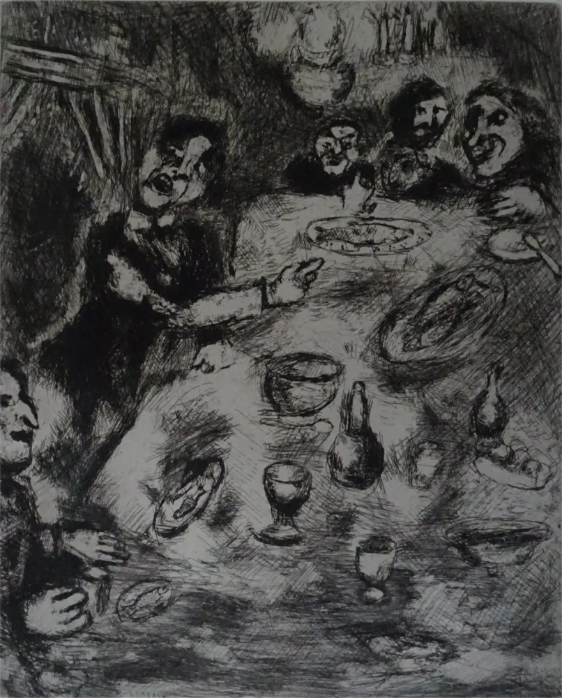 蚀刻版画 Chagall - Le Rieur et les Poissons