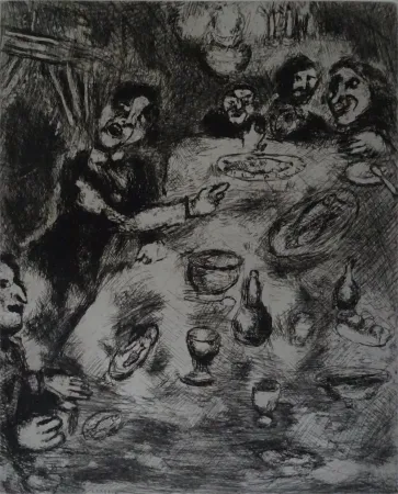 蚀刻版画 Chagall - Le Rieur et les Poissons