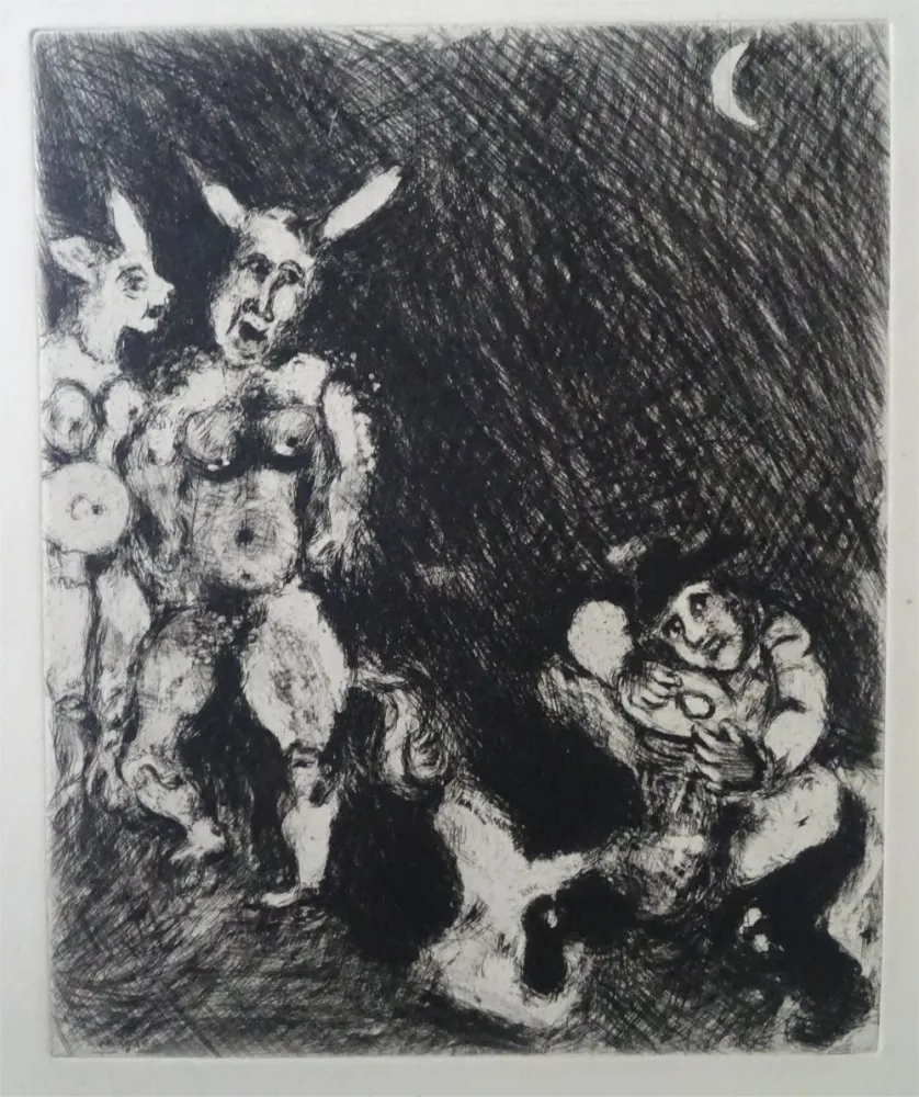 蚀刻版画 Chagall - Le Satyr et le passant
