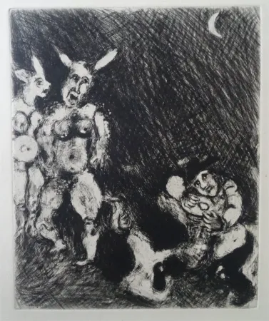蚀刻版画 Chagall - Le Satyr et le passant