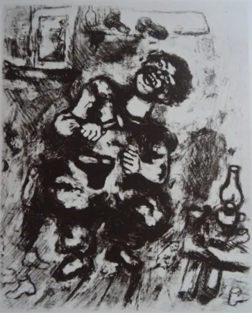 蚀刻版画 Chagall - Le Savetier et le Financier