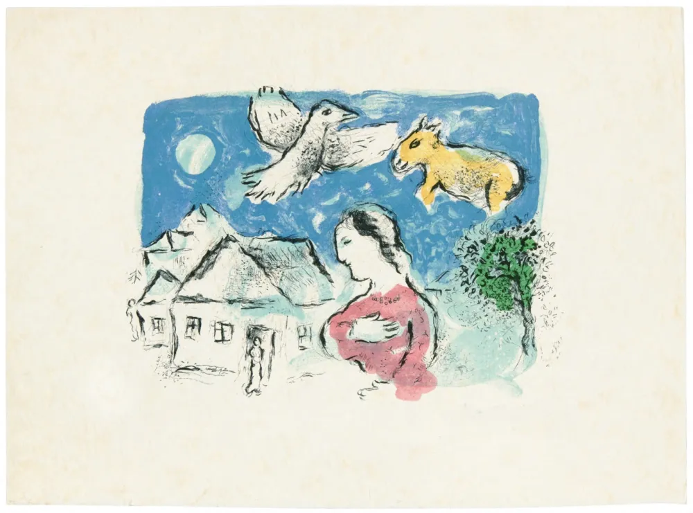 石版画 Chagall - Le village