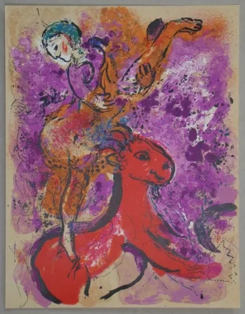 石版画 Chagall - L'écuyère au cheval rouge