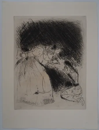 版画 Chagall - L'éducation (La femme du gouverneur gronde sa fille)