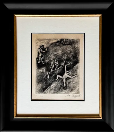 蚀刻版画 Chagall - L'Enfant et le Maître d'école