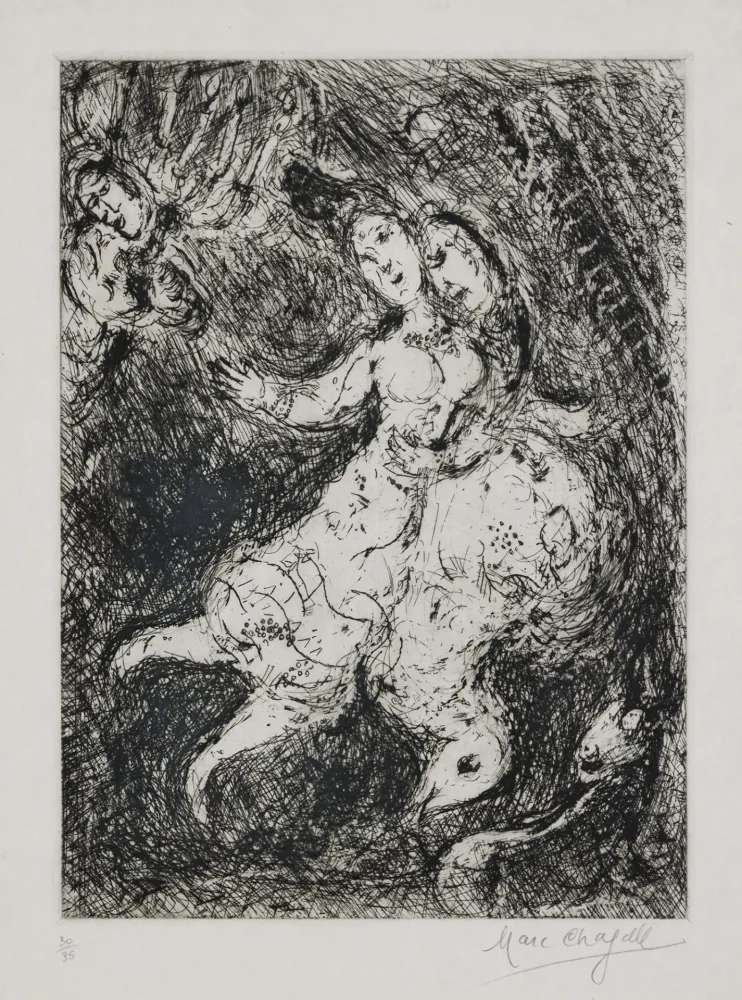 版画 Chagall - L'envolée