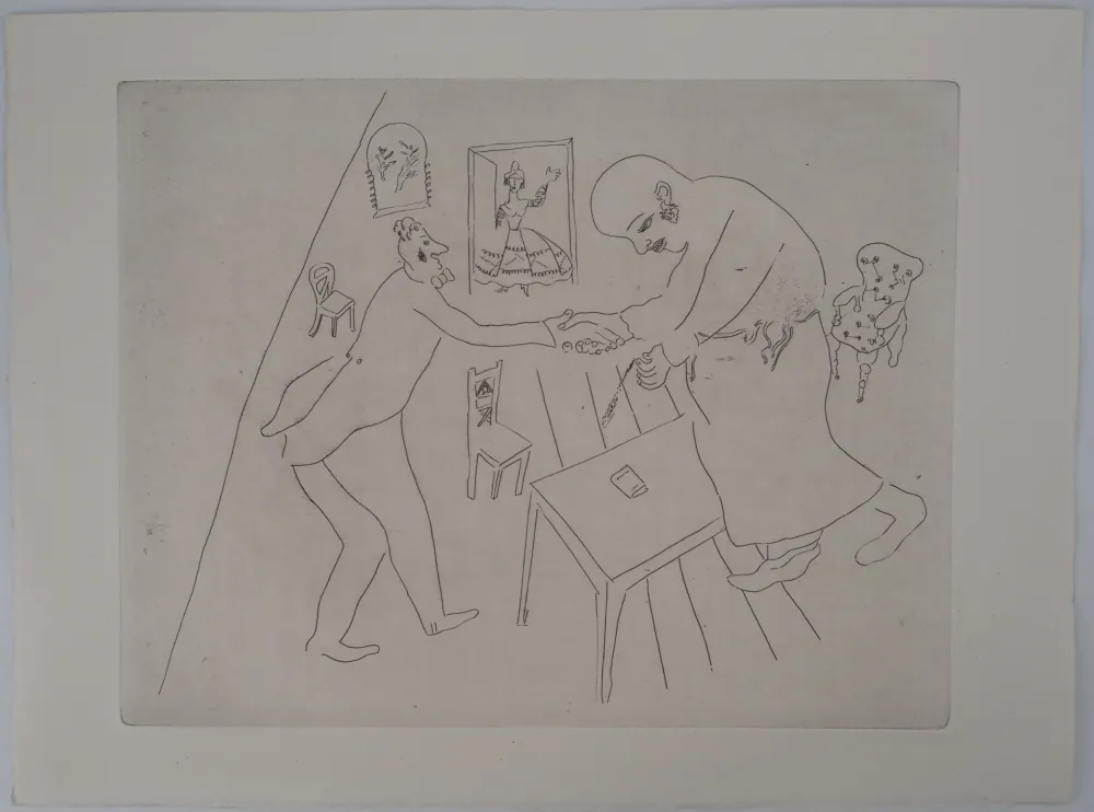 版画 Chagall - Les adieux de Tchitchikov à Manilov