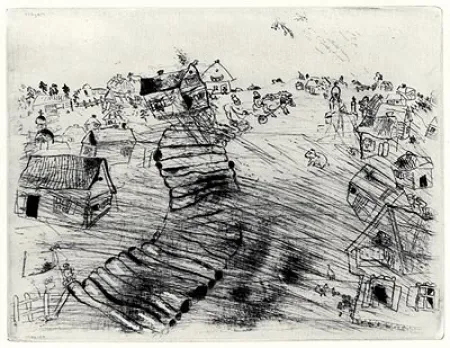 蚀刻版画 Chagall - Les Ames Mortes