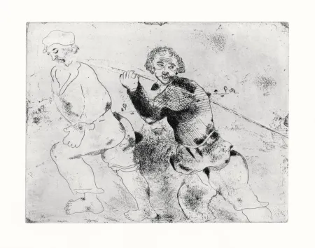 蚀刻版画 Chagall - Les Ames Mortes