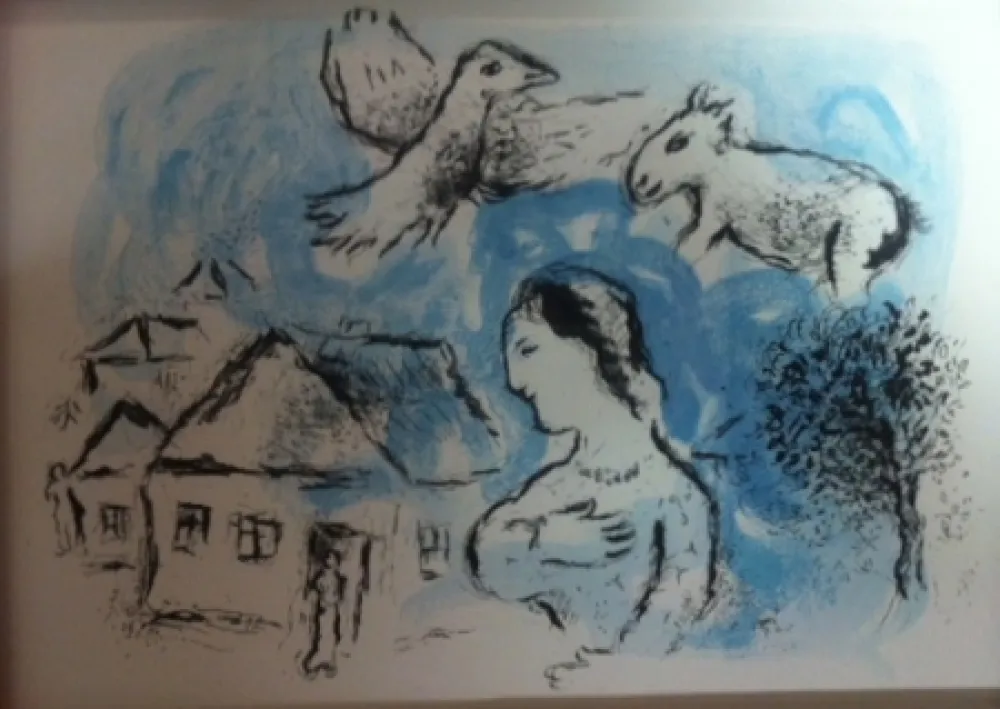 石版画 Chagall - Les chemins de l'amitié, le village