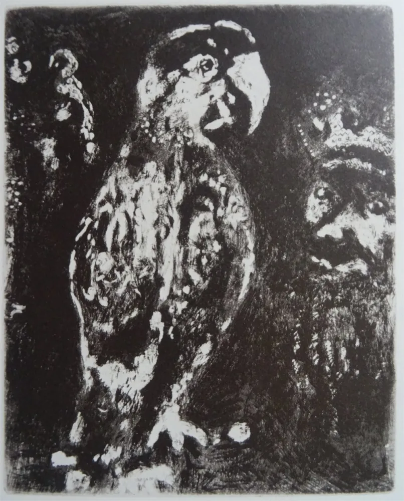 蚀刻版画 Chagall - Les deux Perroquets, le Roi et son fils