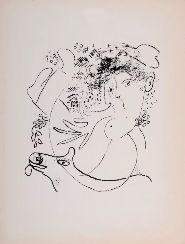 石版画 Chagall - Les deux profils, 1957