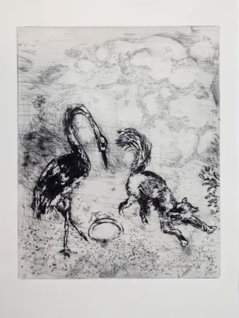 版画 Chagall - Les fables de La Fontaine