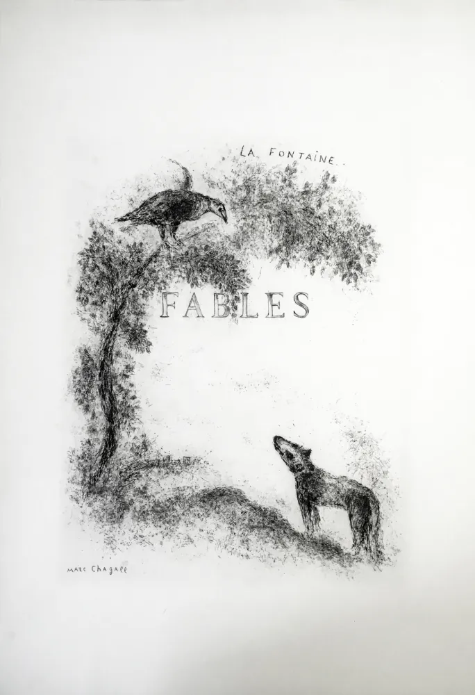 蚀刻版画 Chagall - LES FABLES DE LA FONTAINE (Couverture gravée du tome 1). 1952