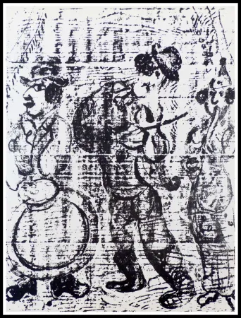 石版画 Chagall - LES MUSICIENS VAGABONDS