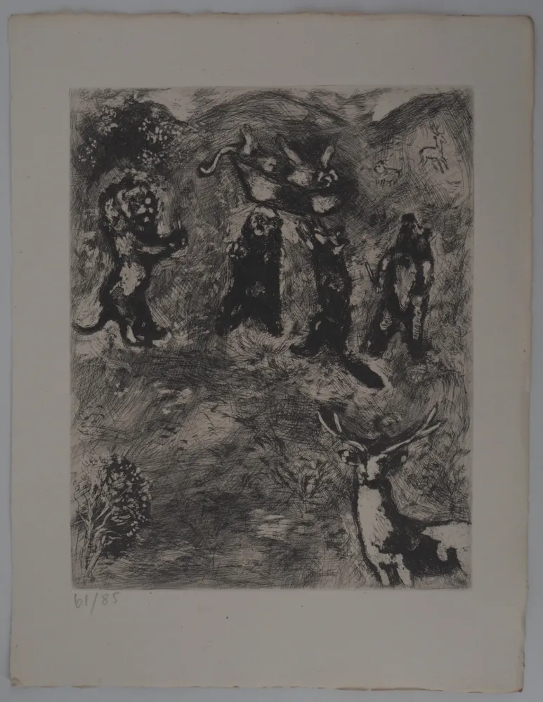 版画 Chagall - Les obsèques de la lionne