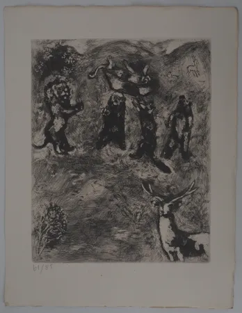版画 Chagall - Les obsèques de la lionne